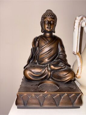 Bronze Buddha Statue Tea Light Holder
